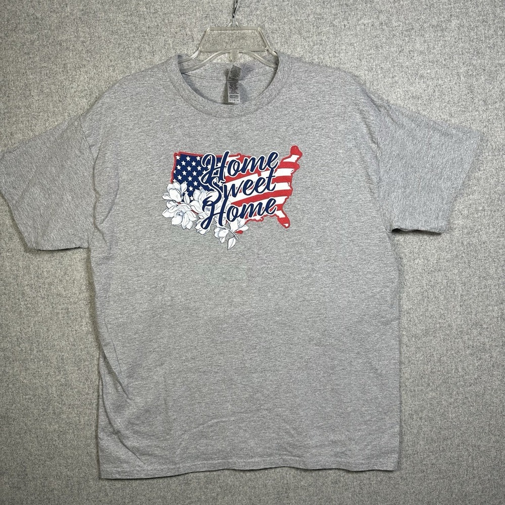 NWOT Home Sweet Home T-Shirt Unisex America Gray Short Sleeve Cotton Blend